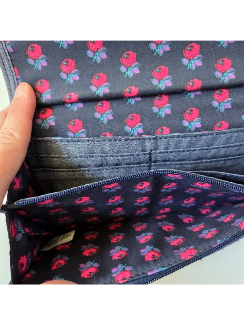 Vera Bradley Trimmed Wristlet Moonlight Navy Wallet Quilted Chambray Denim